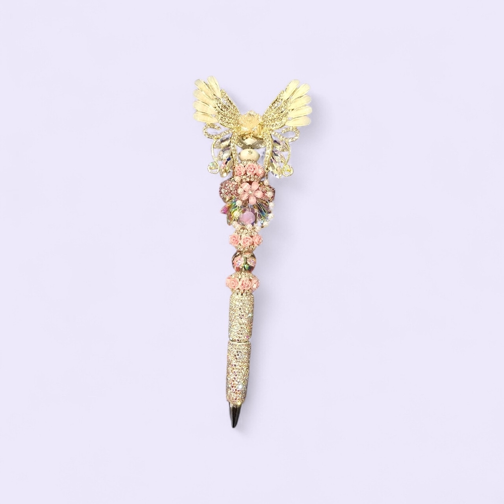 Elegant Gold and Pink Angel/ Butterfly Pen